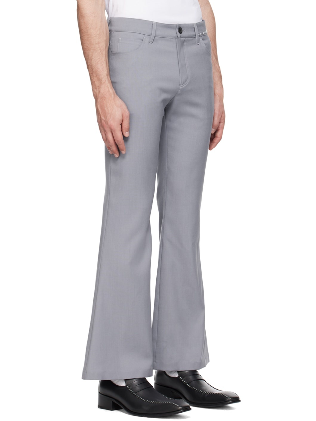 Gray Embroidered Trousers - 2