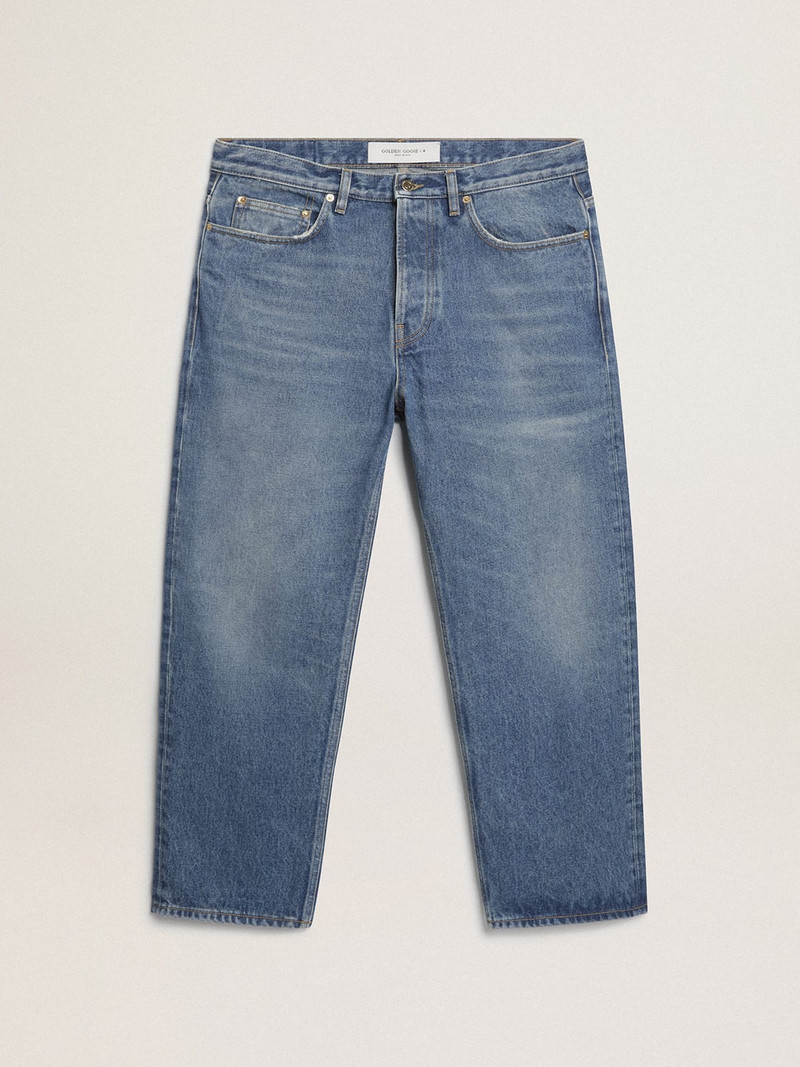 Stonewashed-effect blue jeans - 1