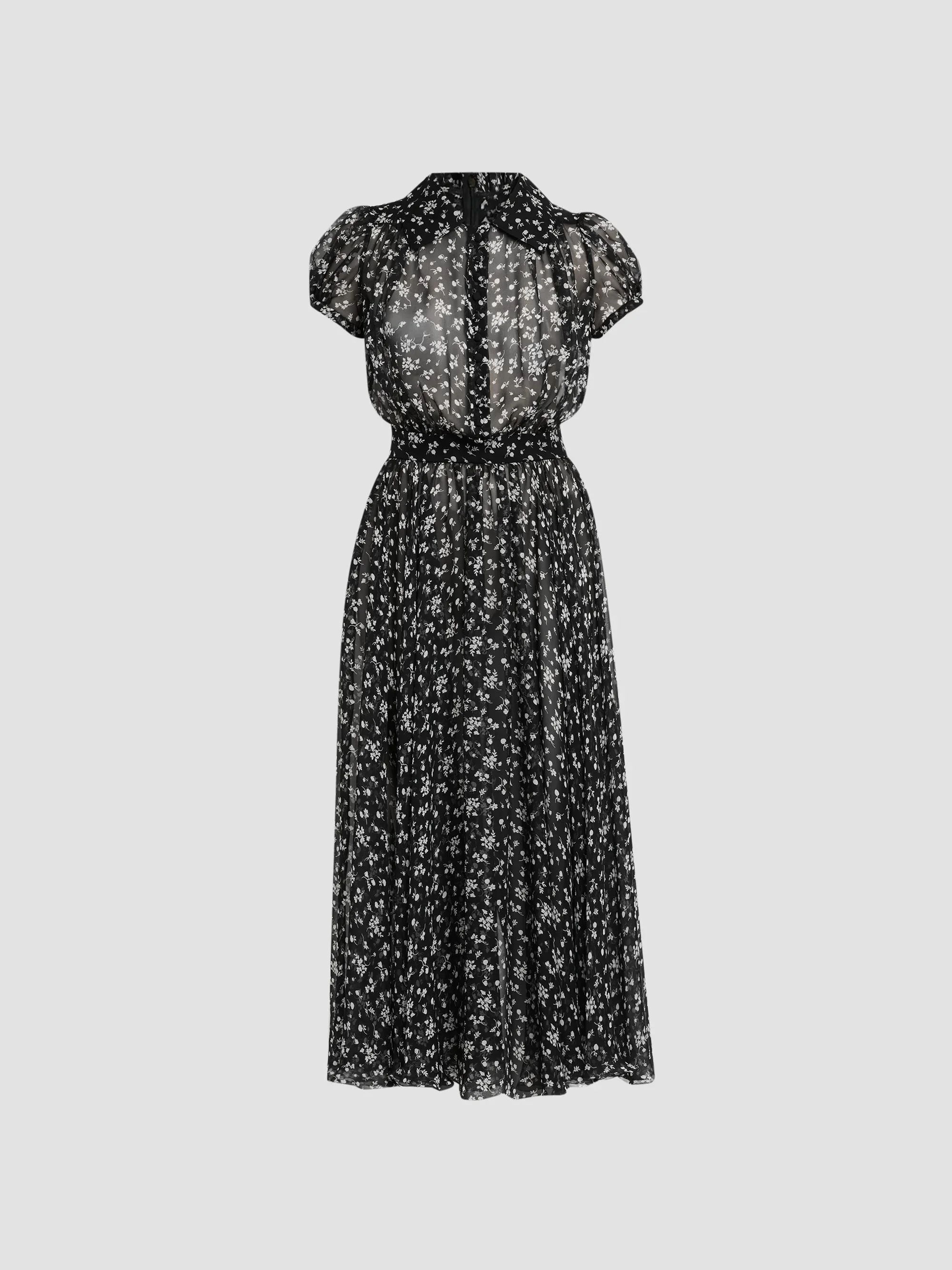 Women's Chiffon Silk Floral Shirtdress - Multi - 1