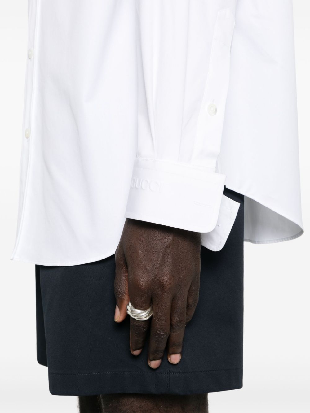 logo-embossed cotton shirt - 5