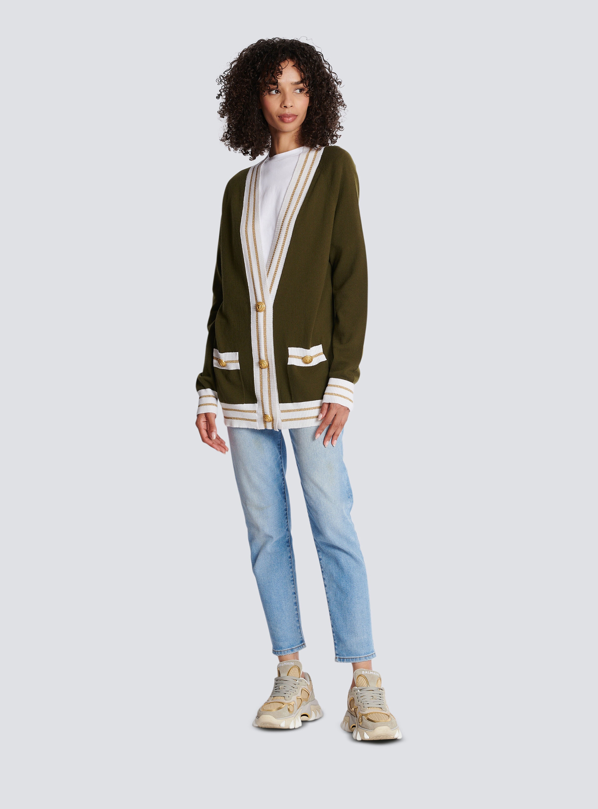 Cashmere cardigan with Balmain logo - 3