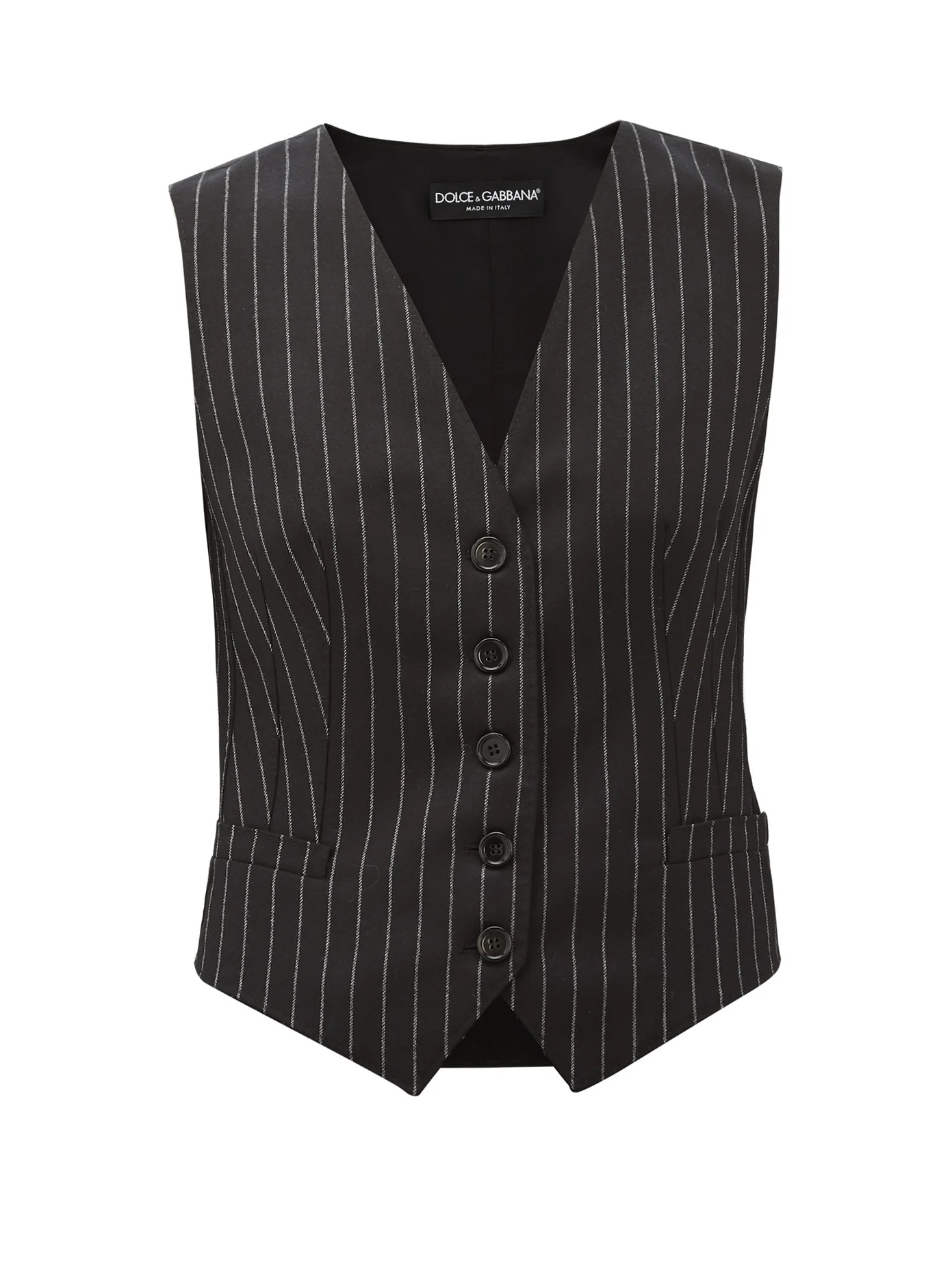 Chalk-striped wool-blend waistcoat - 1