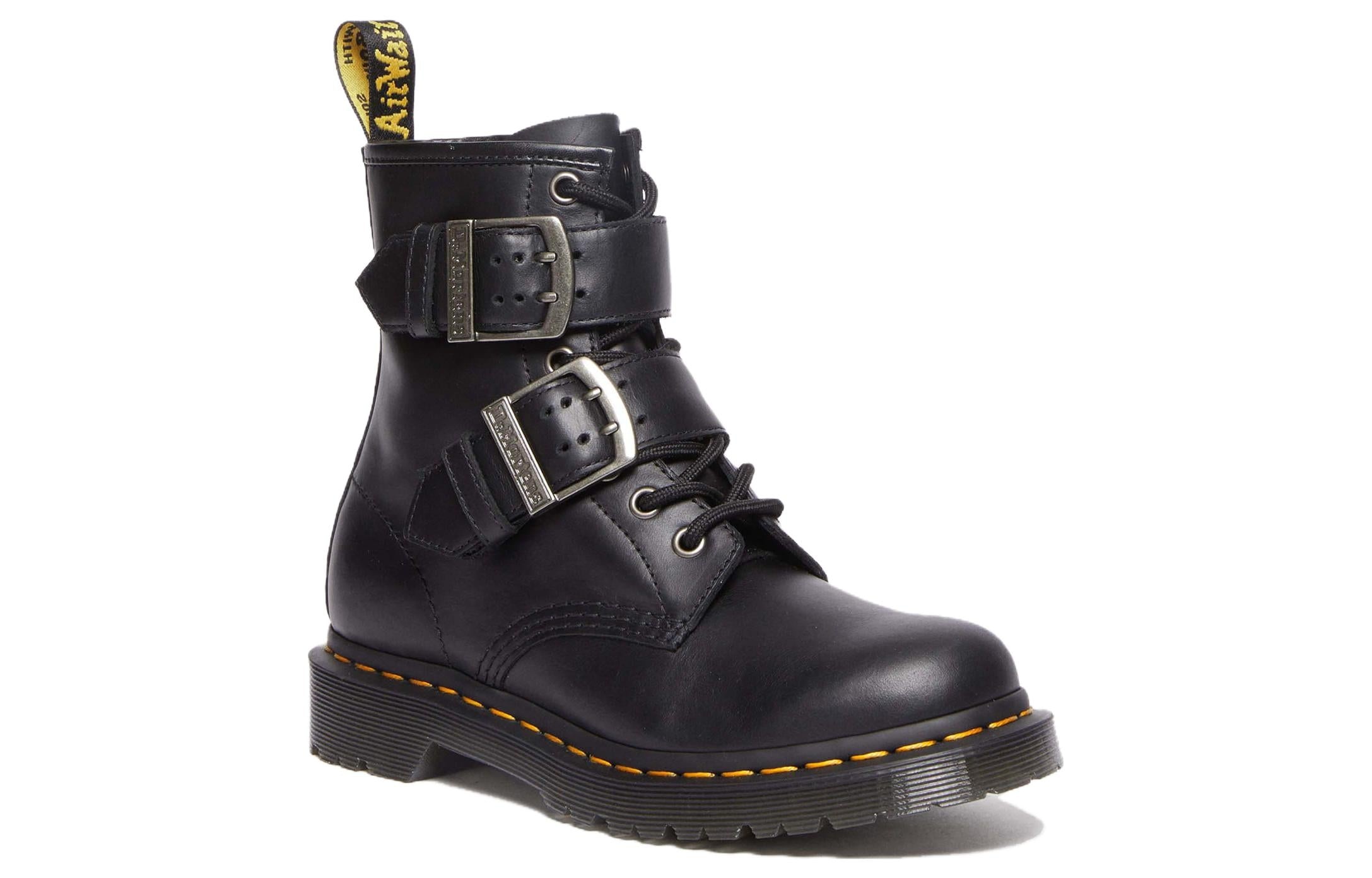 Dr.Martens 1460 Buckle Pull Up Leather Lace Up Boots 'Black Silver' 31033001 - 2