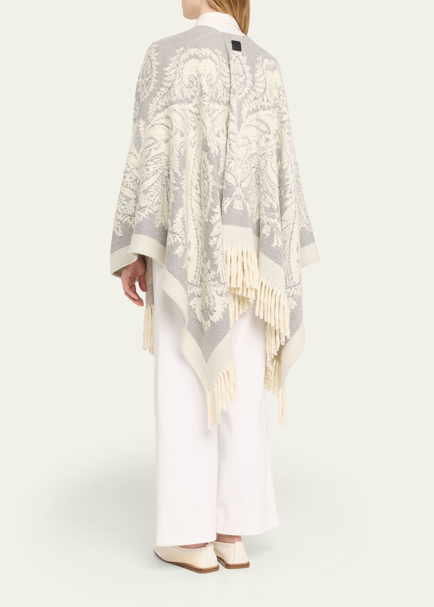 Paisley Jacquard Wool Cape - 3