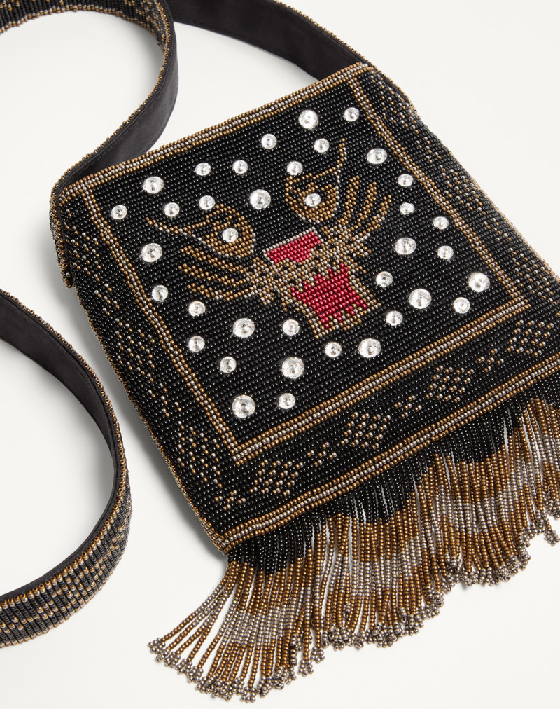 VALENTINO GARAVANI NELLCÔTE SMALL EMBROIDERED SHOULDER BAG WITH FRINGES 8