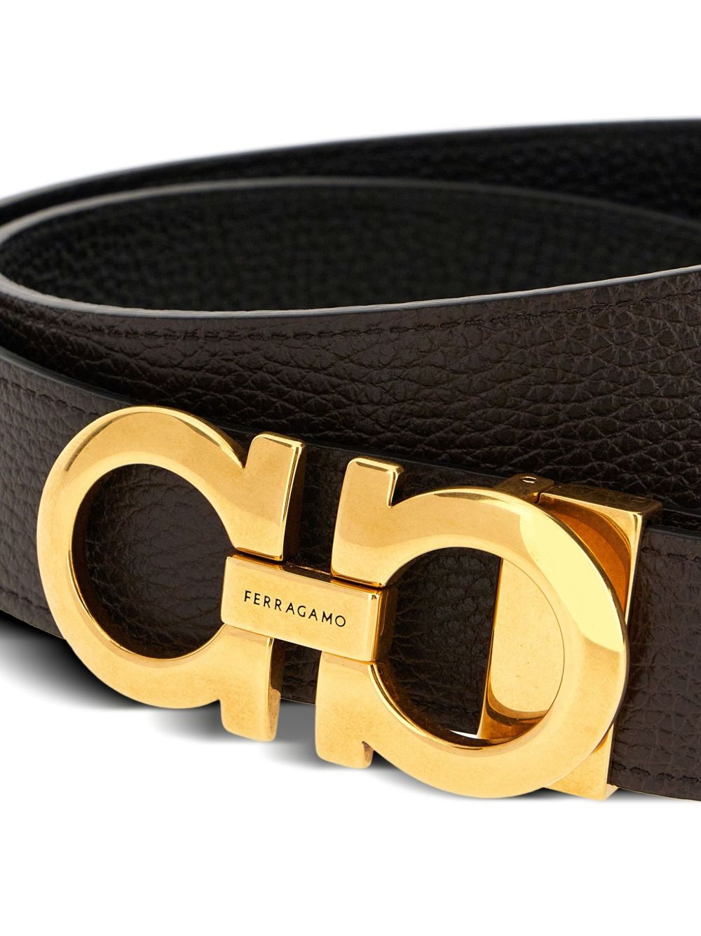 logo-buckle leather belt - 3