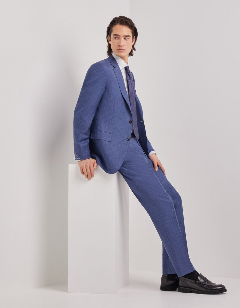Canali LIGHT BLUE 150'S WOOL AND SILK REGULAR-FIT SUIT WITH PINSTRIPES outlook