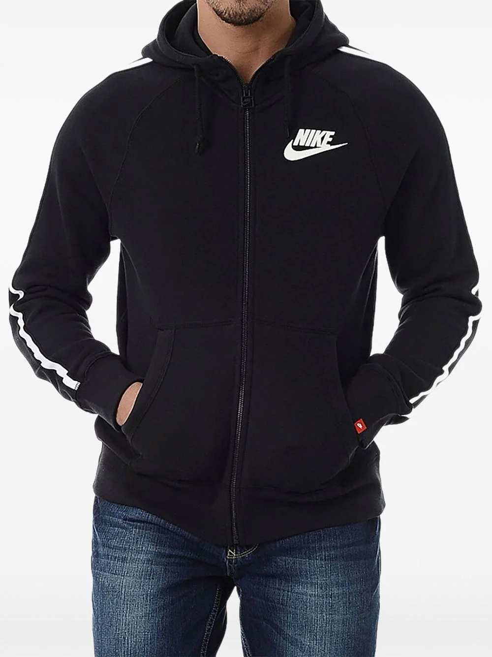 logo-print full-zip hoodie - 1