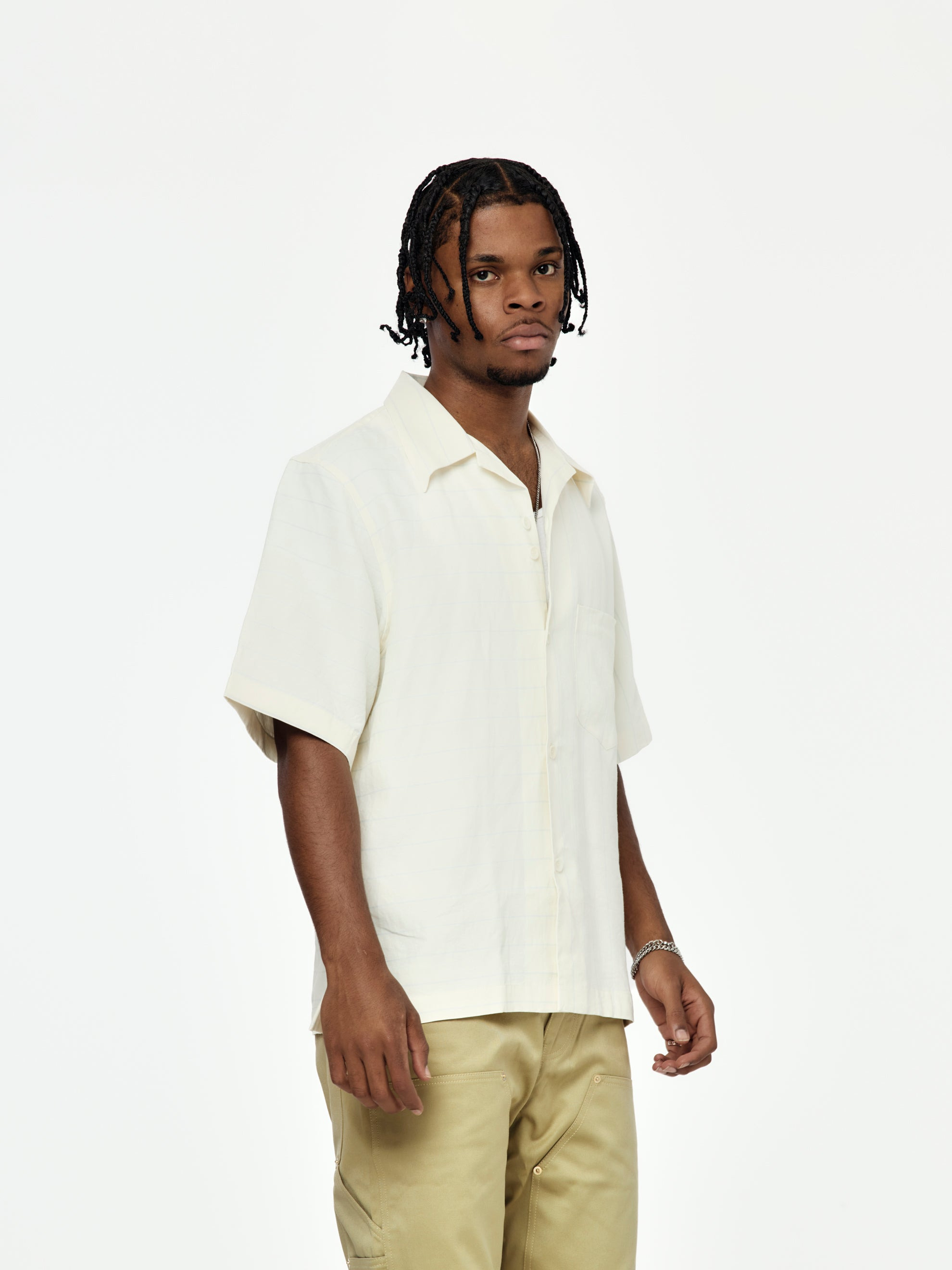 HIGHLIFE BOWLING SHIRT (WHITE/ BLUE STRIPE) - 2