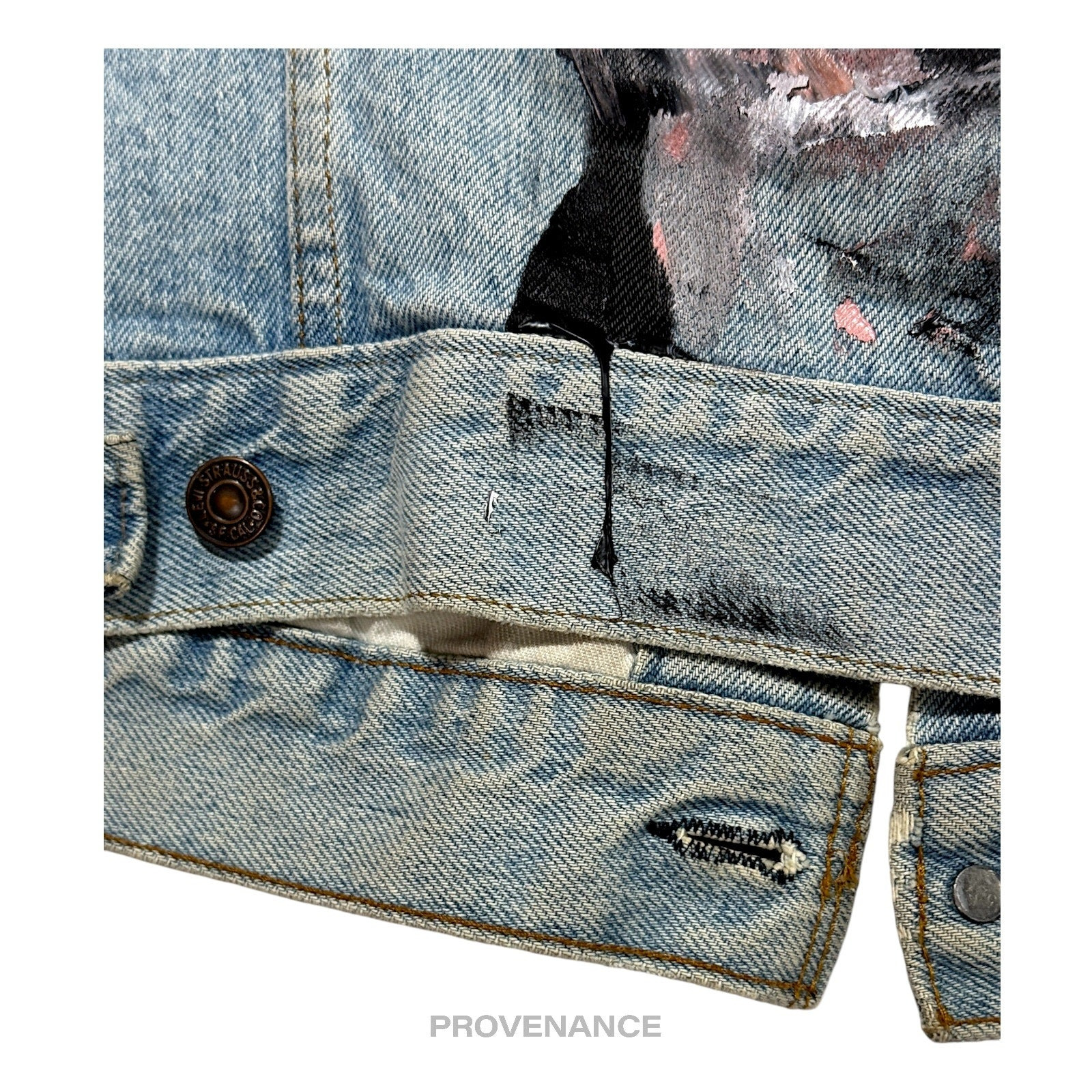 LEVIS Denim Jacket - Vintage Blue Hand-Painted Patch 40 M - 9
