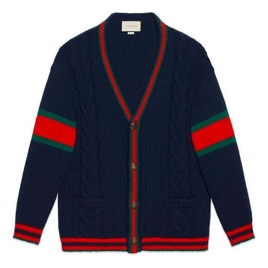 Gucci Oversize Cable Knit Cardigan 'Blue' 497037-X1561-4352 - 1