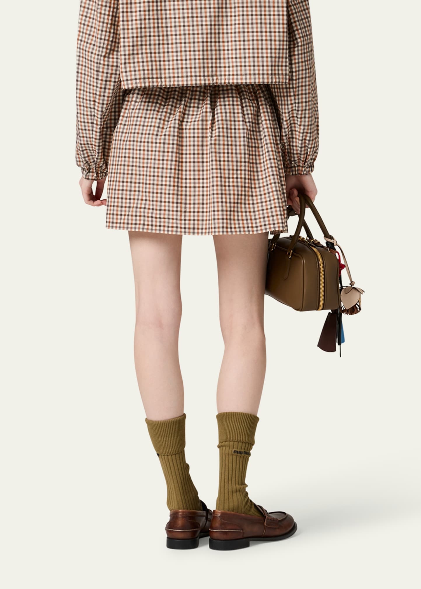Check Drawstring Mini Skirt - 3