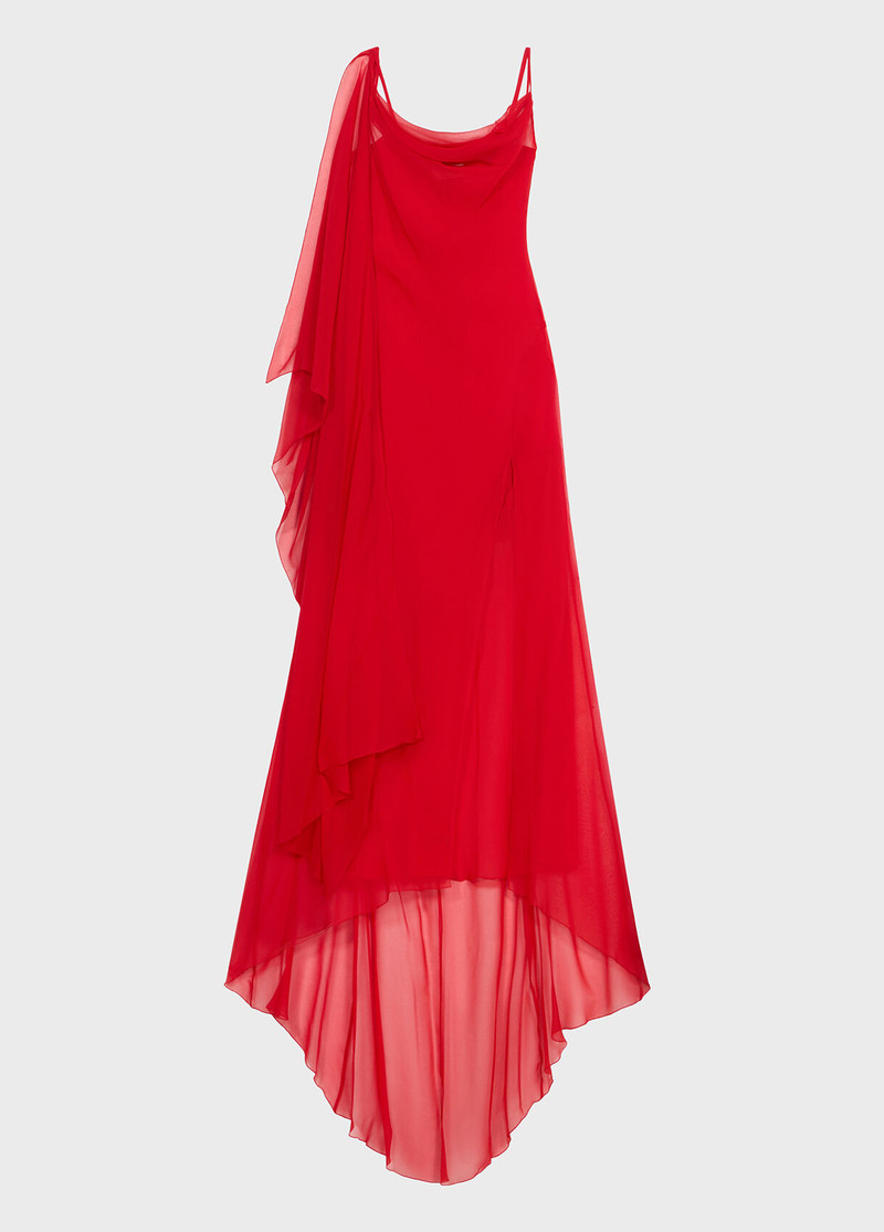 LONG GEORGETTE SILK DRESS WITH SLIT 1