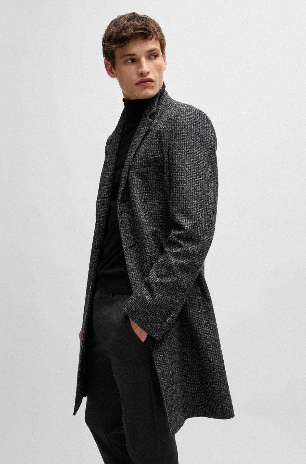 SLIM-FIT COAT IN PATTERNED JERSEY - 6