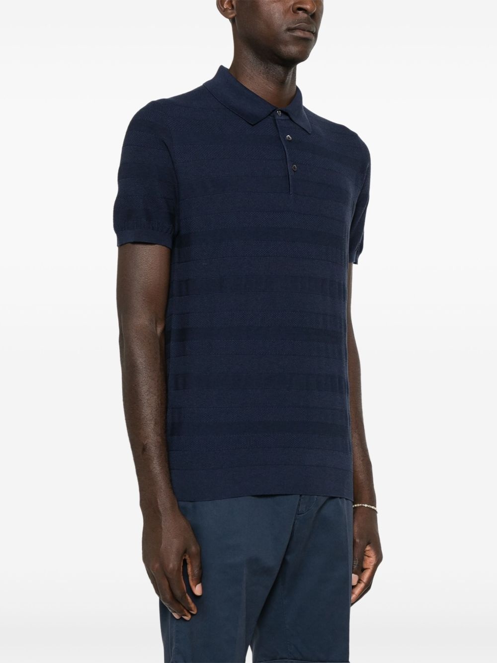 ribbed-knit polo top - 3