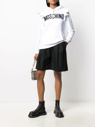 Moschino logo-embellished frill-trim hoodie outlook