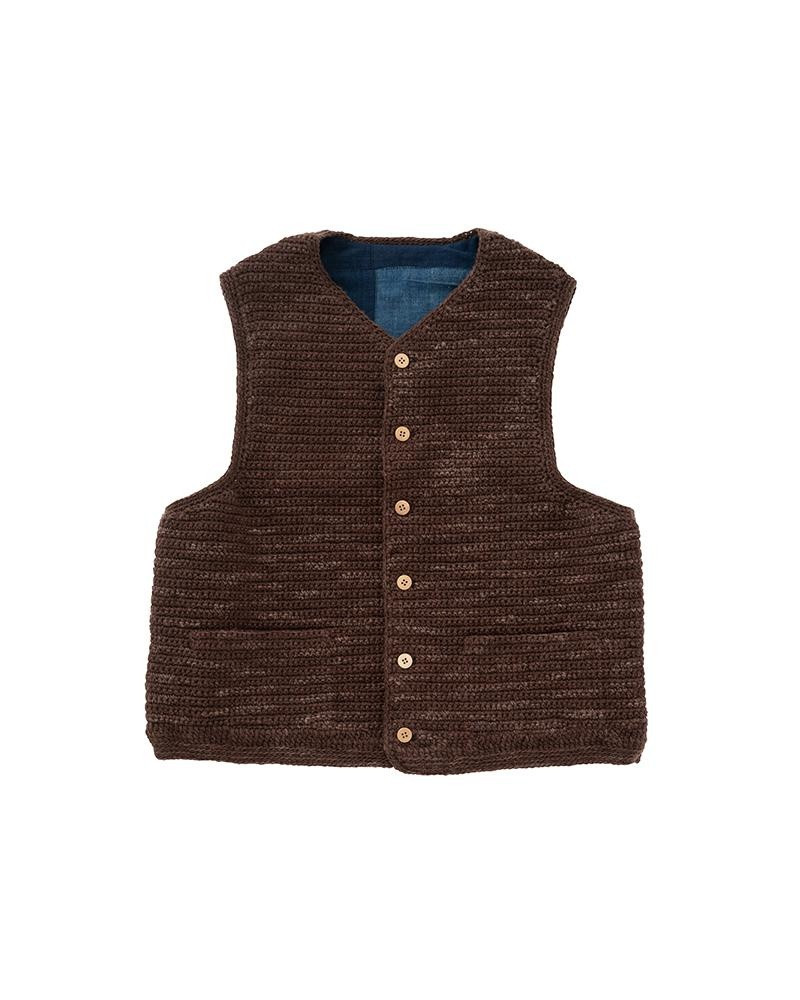 CROCHET KNIT VEST (N.D.) BROWN 1