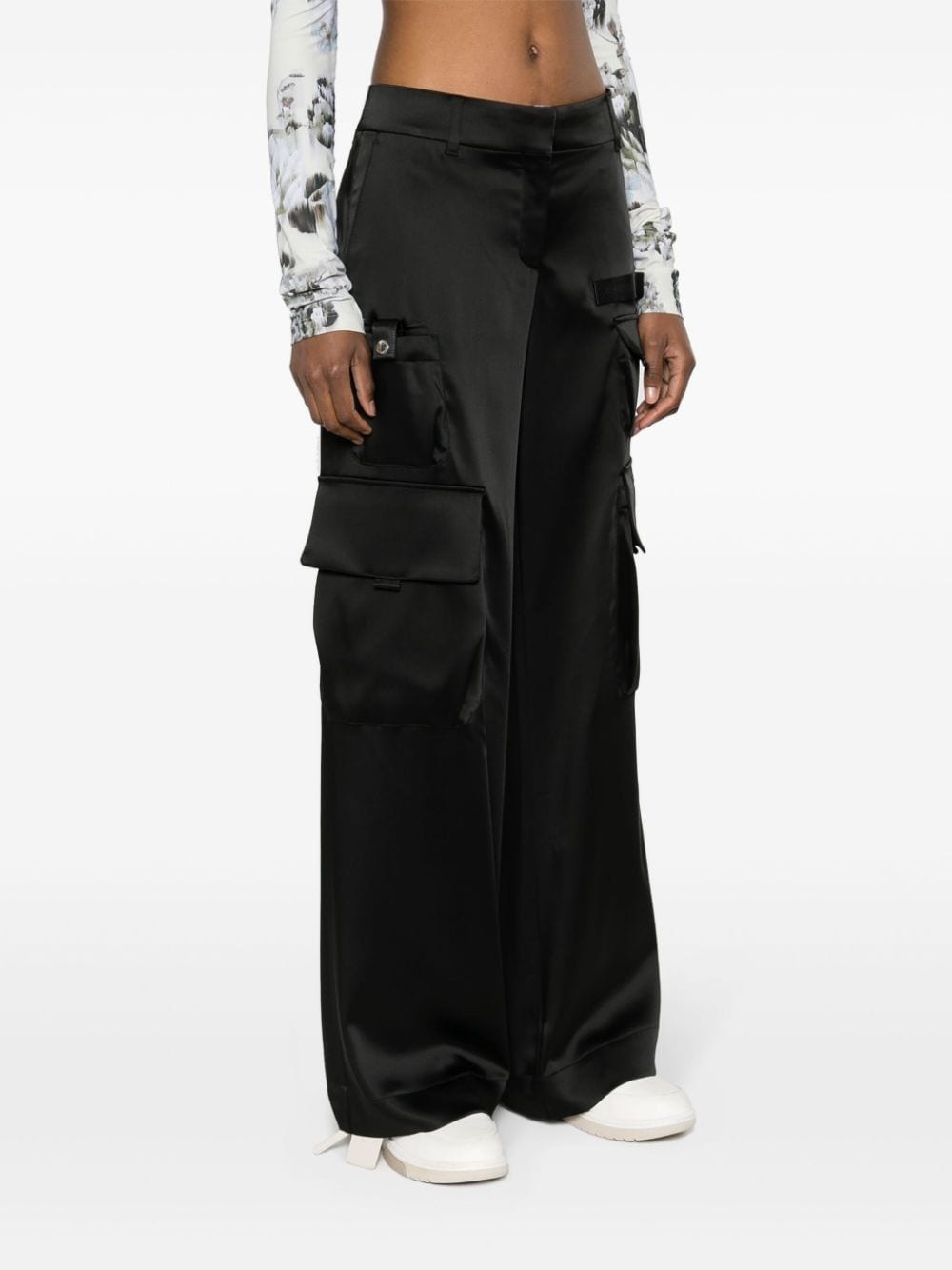 satin cargo trousers - 3