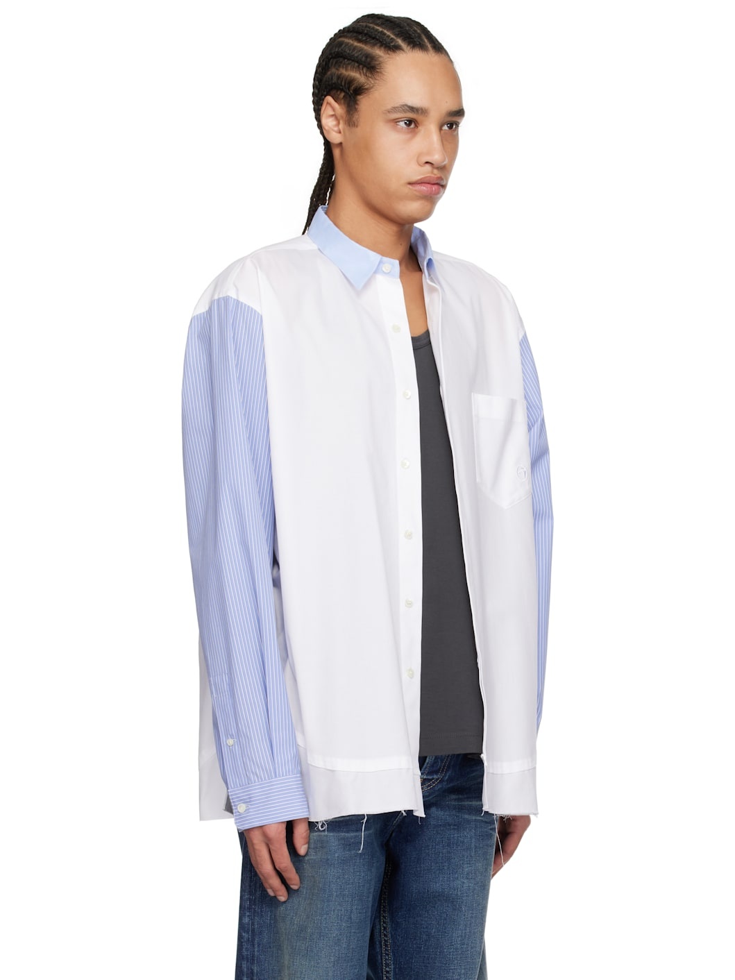 White & Blue Layered Shirt - 2
