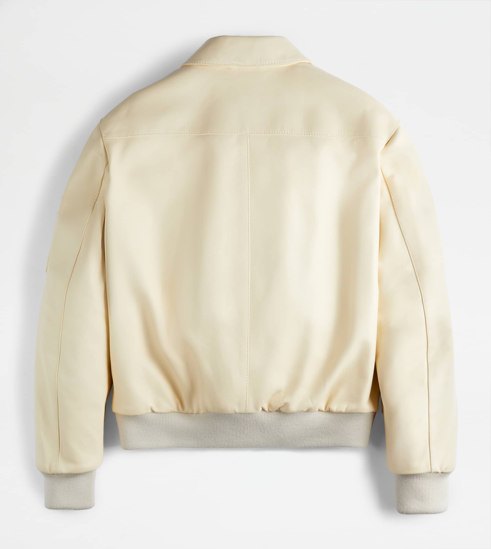 BOMBER JACKET IN NAPPA LEATHER - WHITE - 8