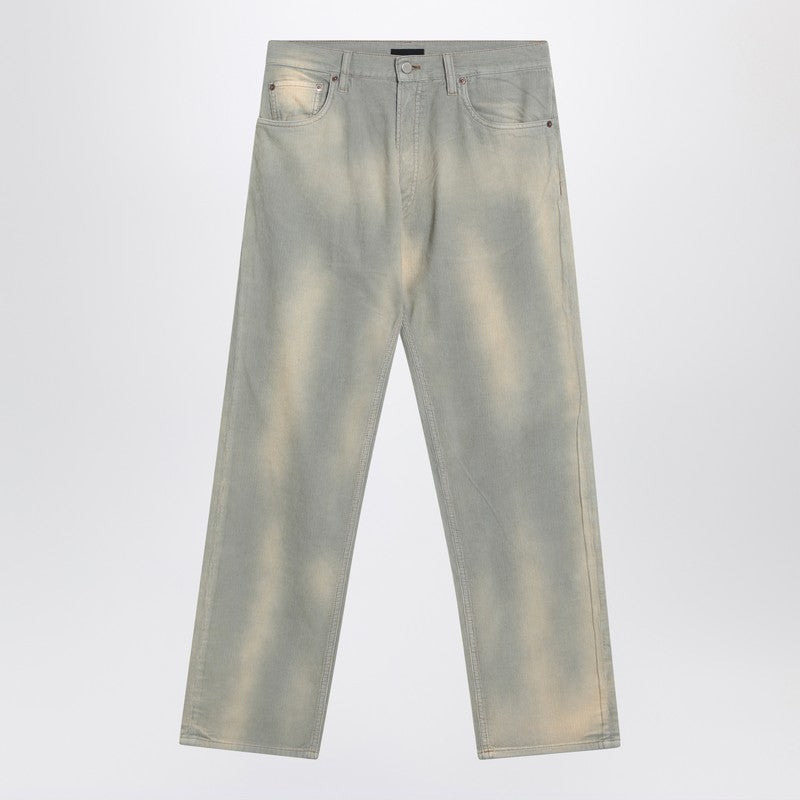 Prada Light Blue Corduroy Trousers With Washed Effect Men - 1