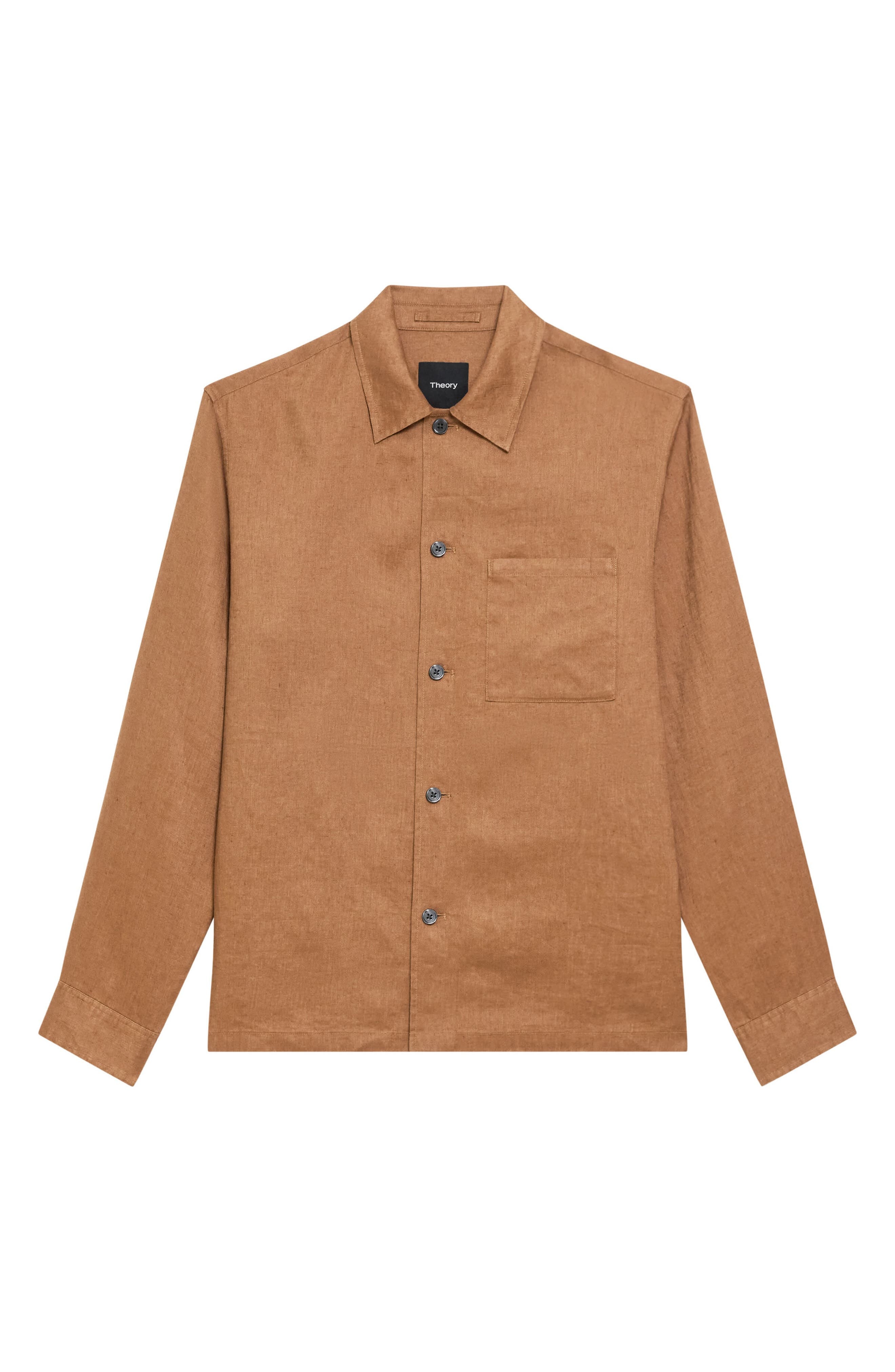 Theory Irving Boxy Linen Button-Up Shirt in Deep Tobacco at Nordstrom - 4