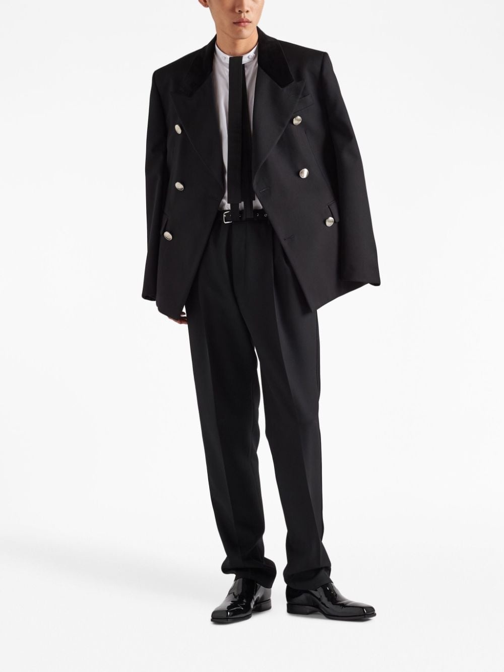 belted wool straight-leg trousers - 2
