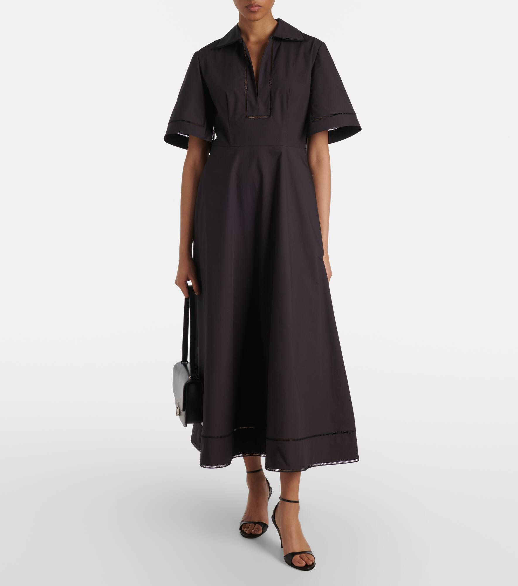 Embroidered cotton poplin midi dress - 2