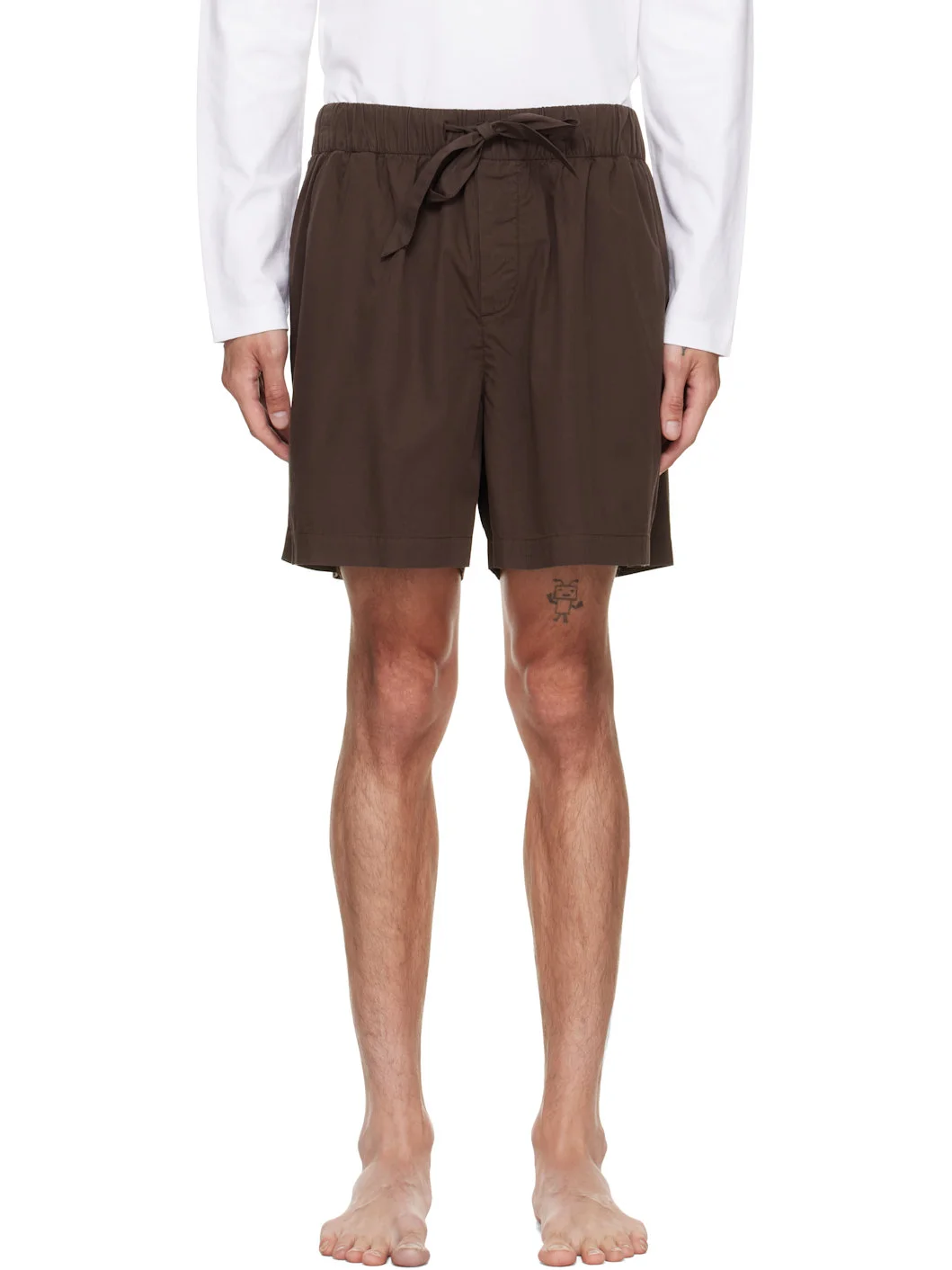 Brown Poplin Pyjama Shorts - 1
