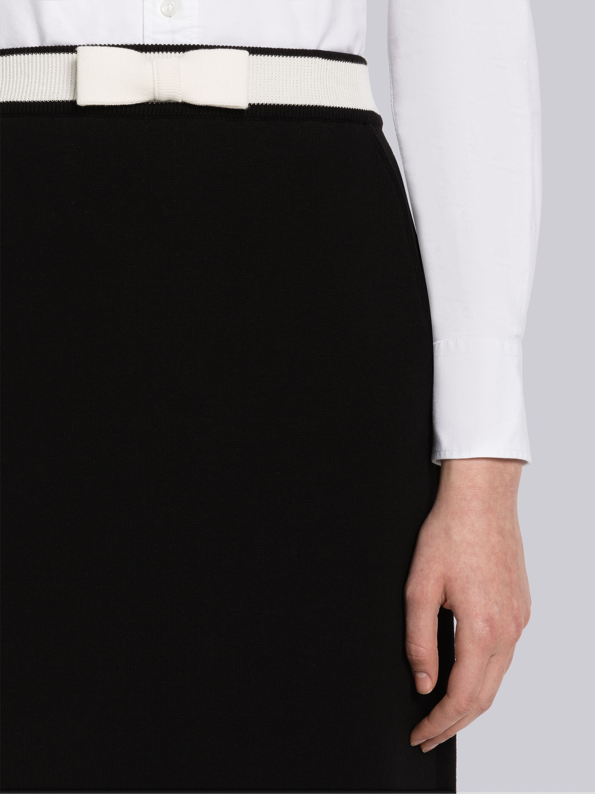 Double Face Cotton A-Line Skirt With Bow - 5