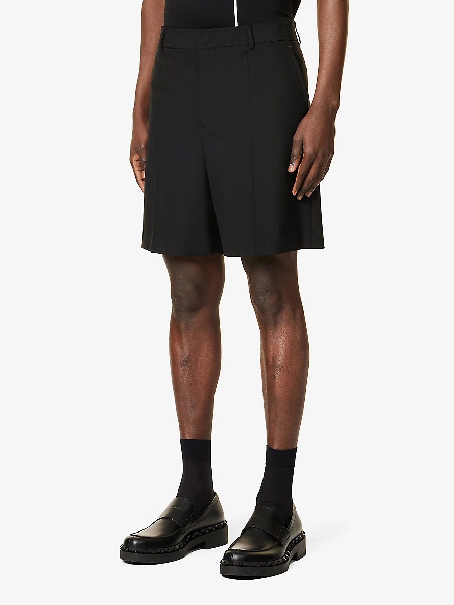 Pressed-crease wide-leg wool shorts - 3