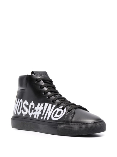 Moschino logo-print high-top sneakers outlook