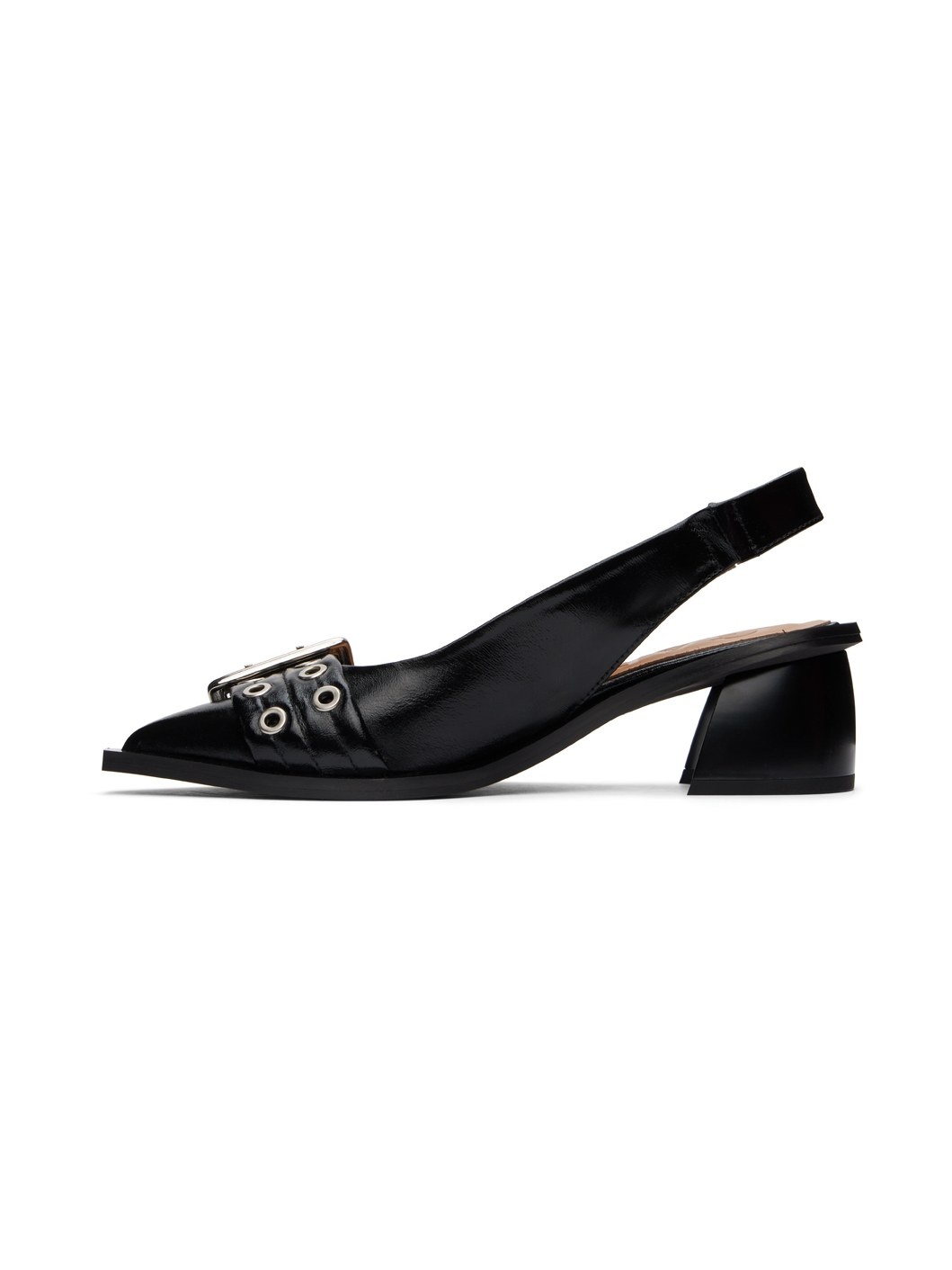 Black Feminine Buckle Slingback Heels - 3