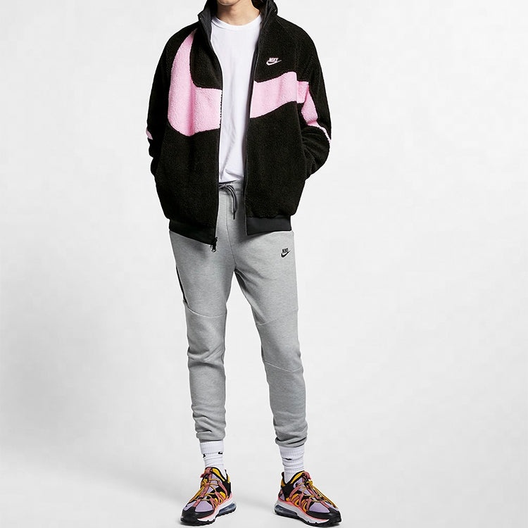 Nike Big Swoosh Polar Fleece Jacket 'Black Pink' BQ6546-016 - 4