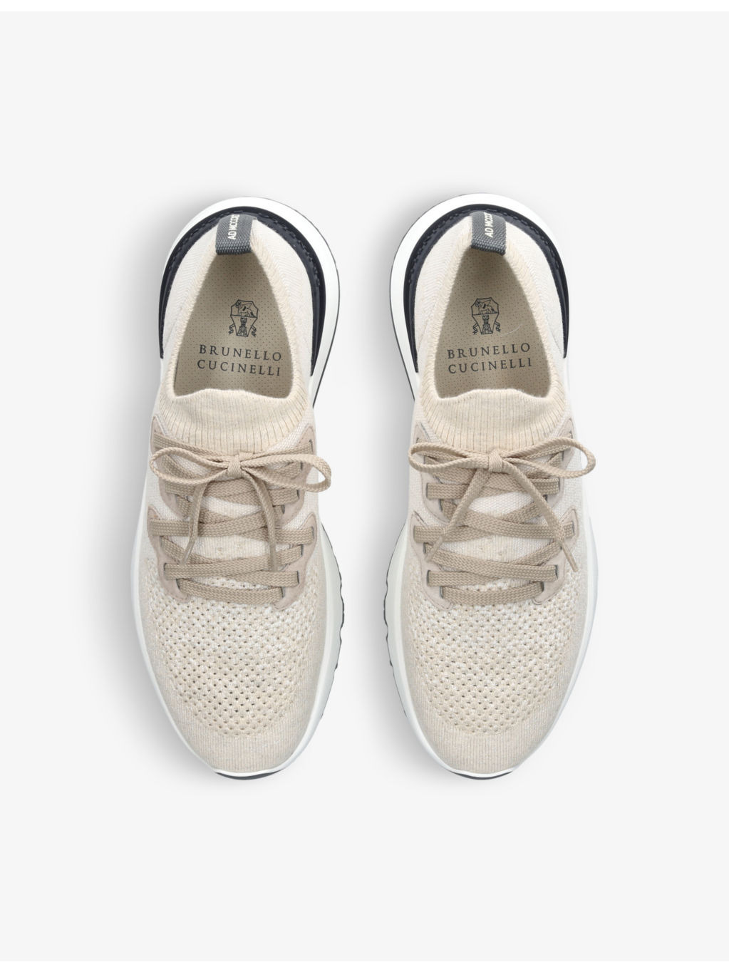 Brand-embossed knitted low-top trainers - 2