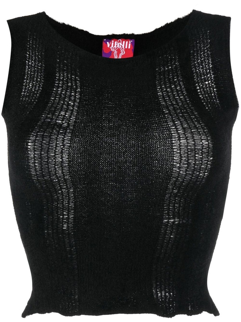 semi-sheer knit cropped top 1