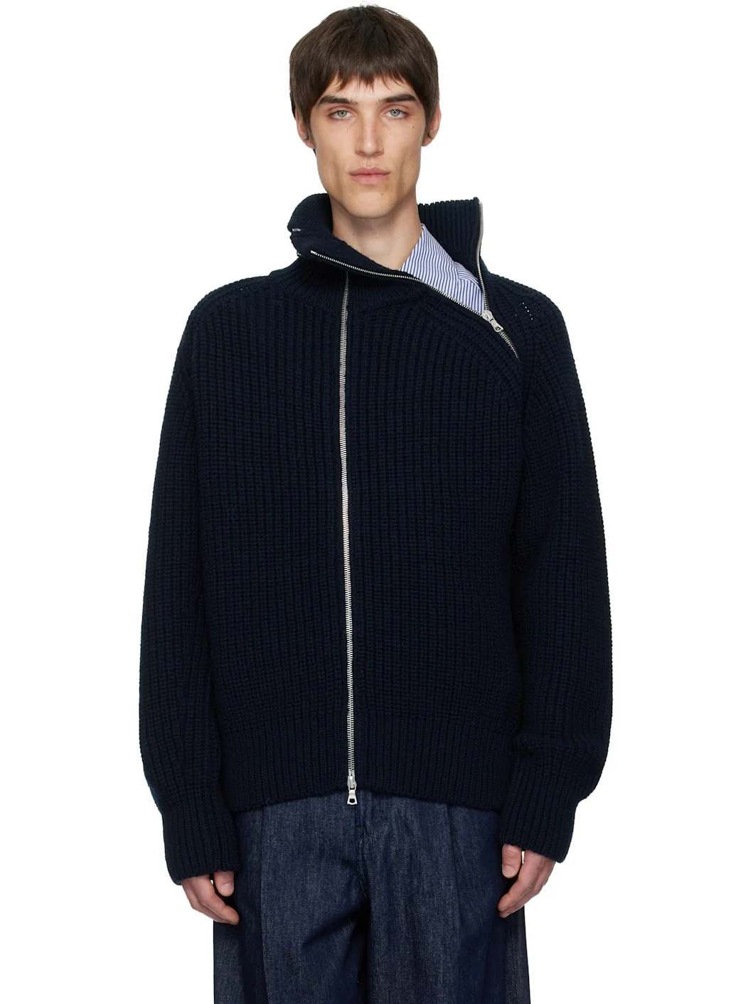 Black Zipped Wool Jacket - 1