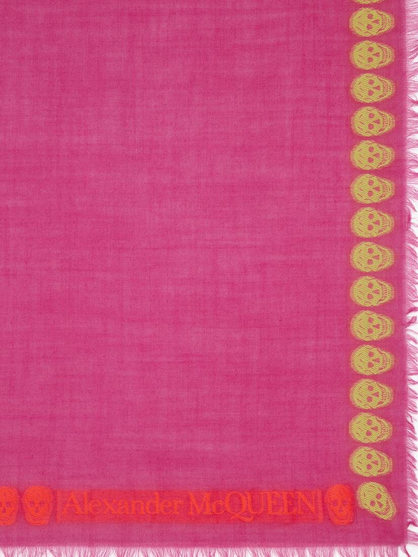 Skull Border Scarf in Magenta - 4