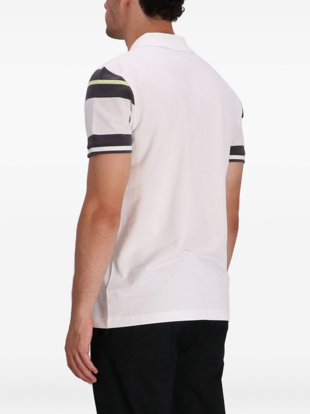 striped-panel polo shirt - 4