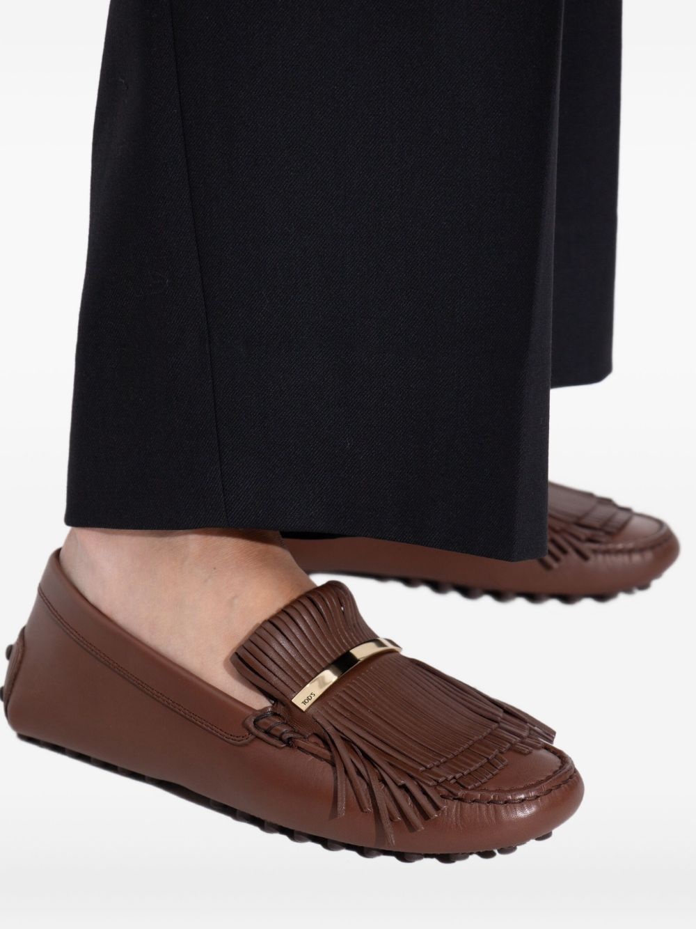 fringe-detail leather loafers - 5