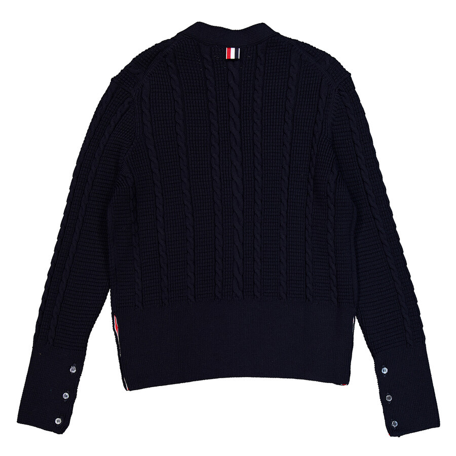 Thom Browne Wool Relaxed V-Neck Cable Cardigan - 7