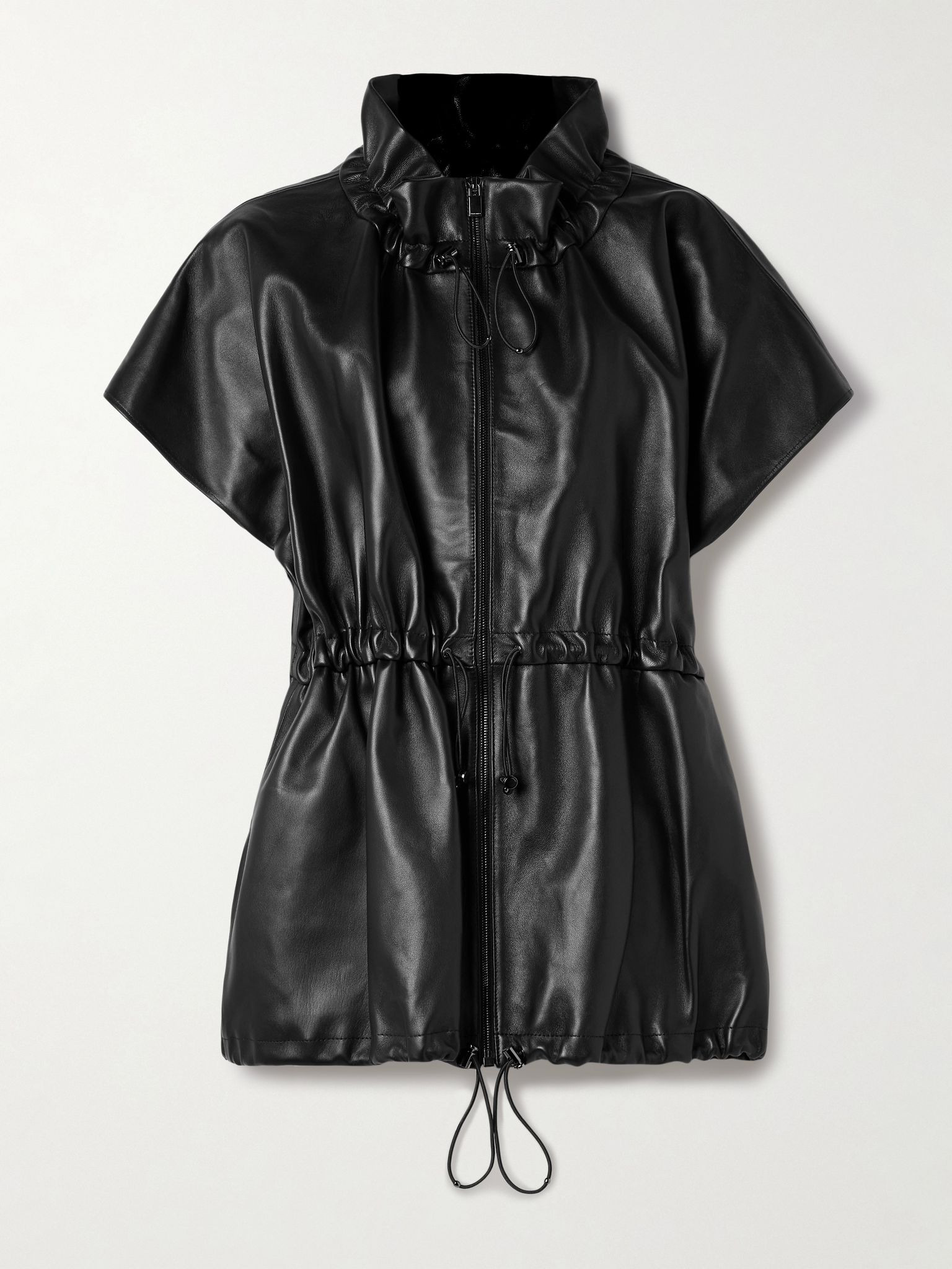 Gathered leather jacket Black - 1