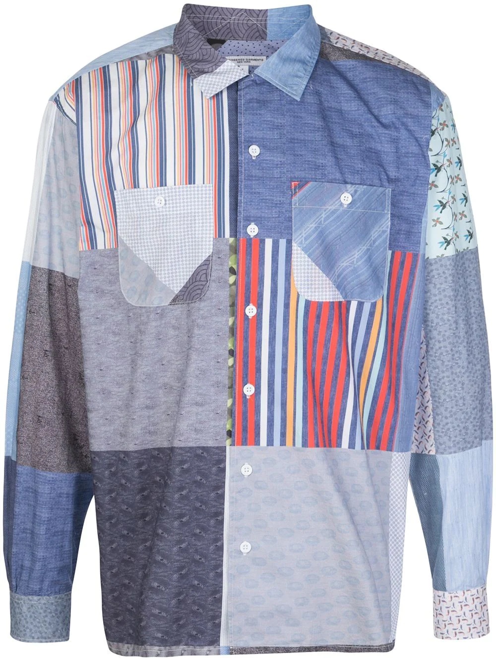 patchwork style contrast print shirt - 1