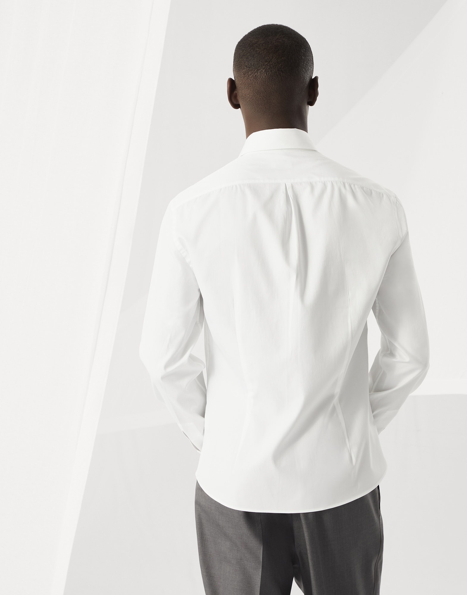 Sea Island cotton twill slim fit tuxedo shirt with spread collar - 2