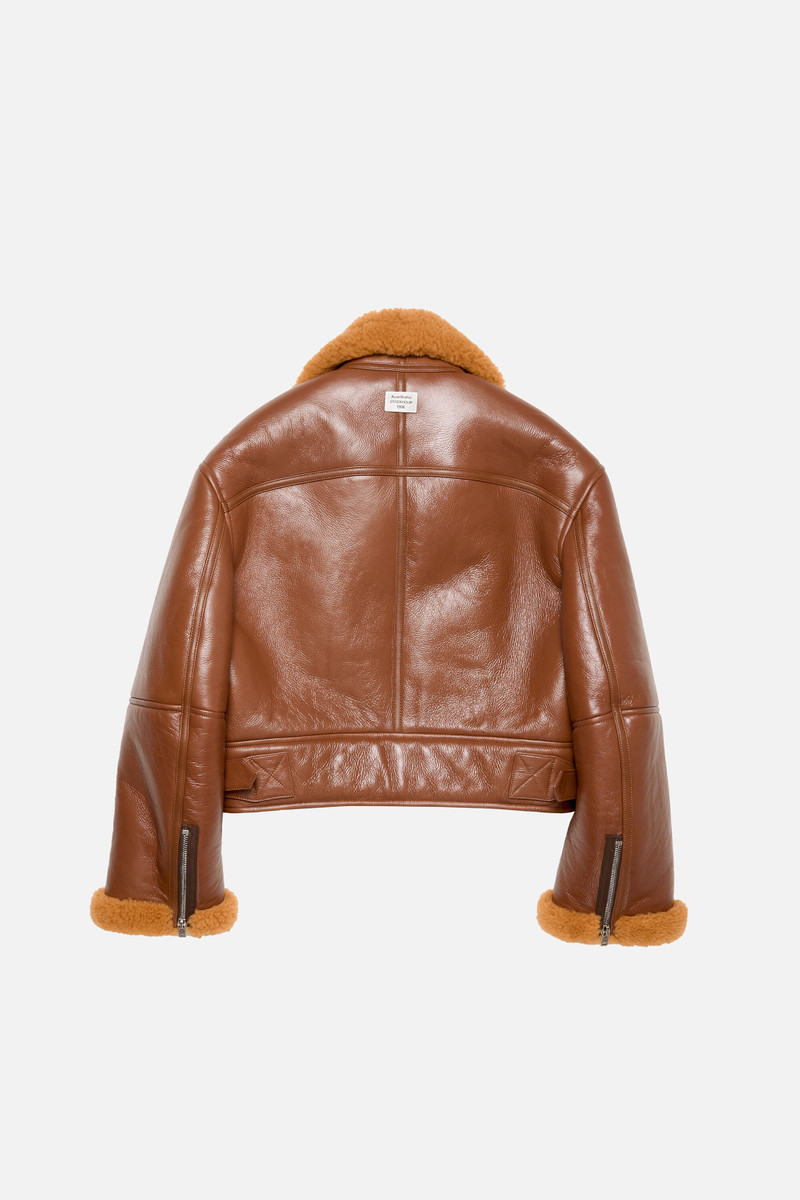Shearling biker jacket - Rust brown 7