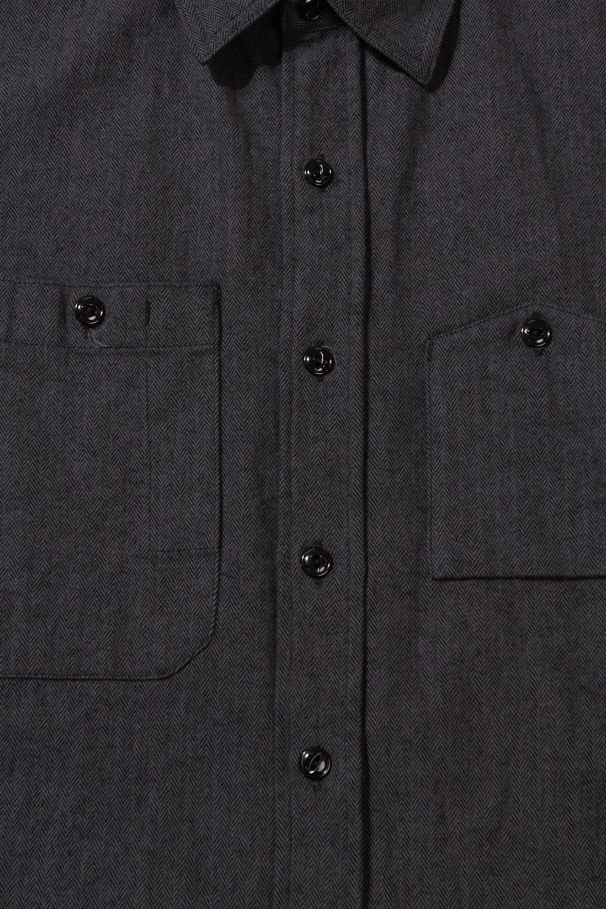 Work Shirt - Dk. Grey Cotton Herringbone Flannel - 3