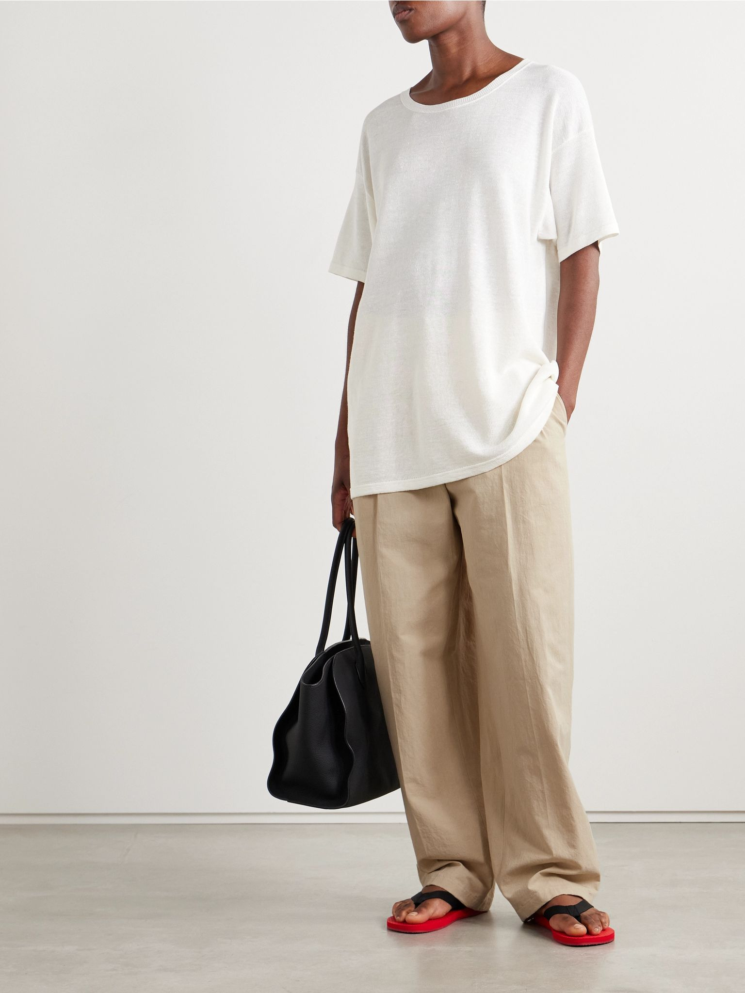 Lilas pleated cotton-blend twill tapered pants Beige - 2