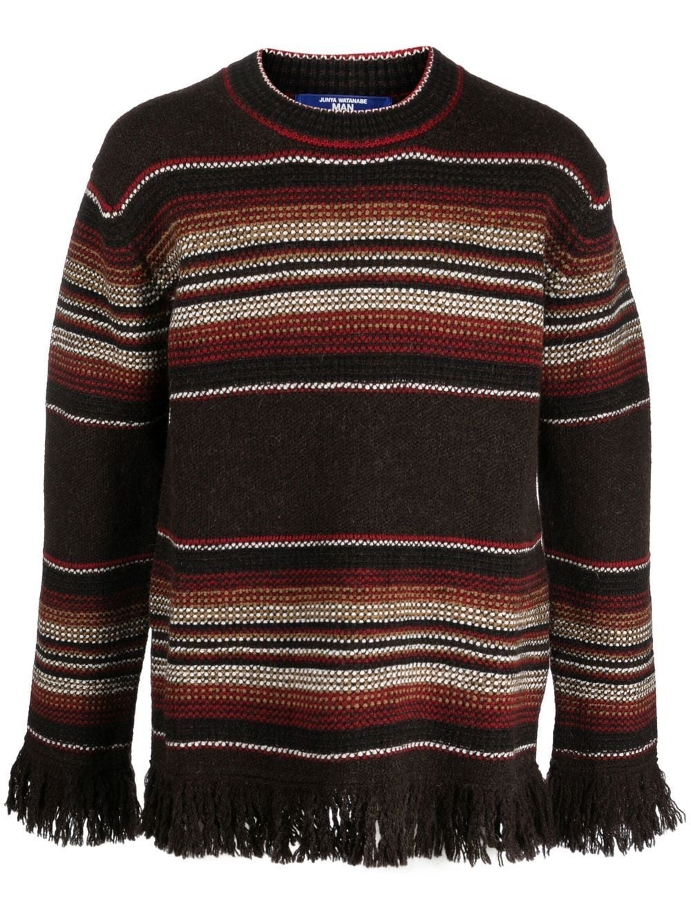 fringe-detail crew neck jumper - 1