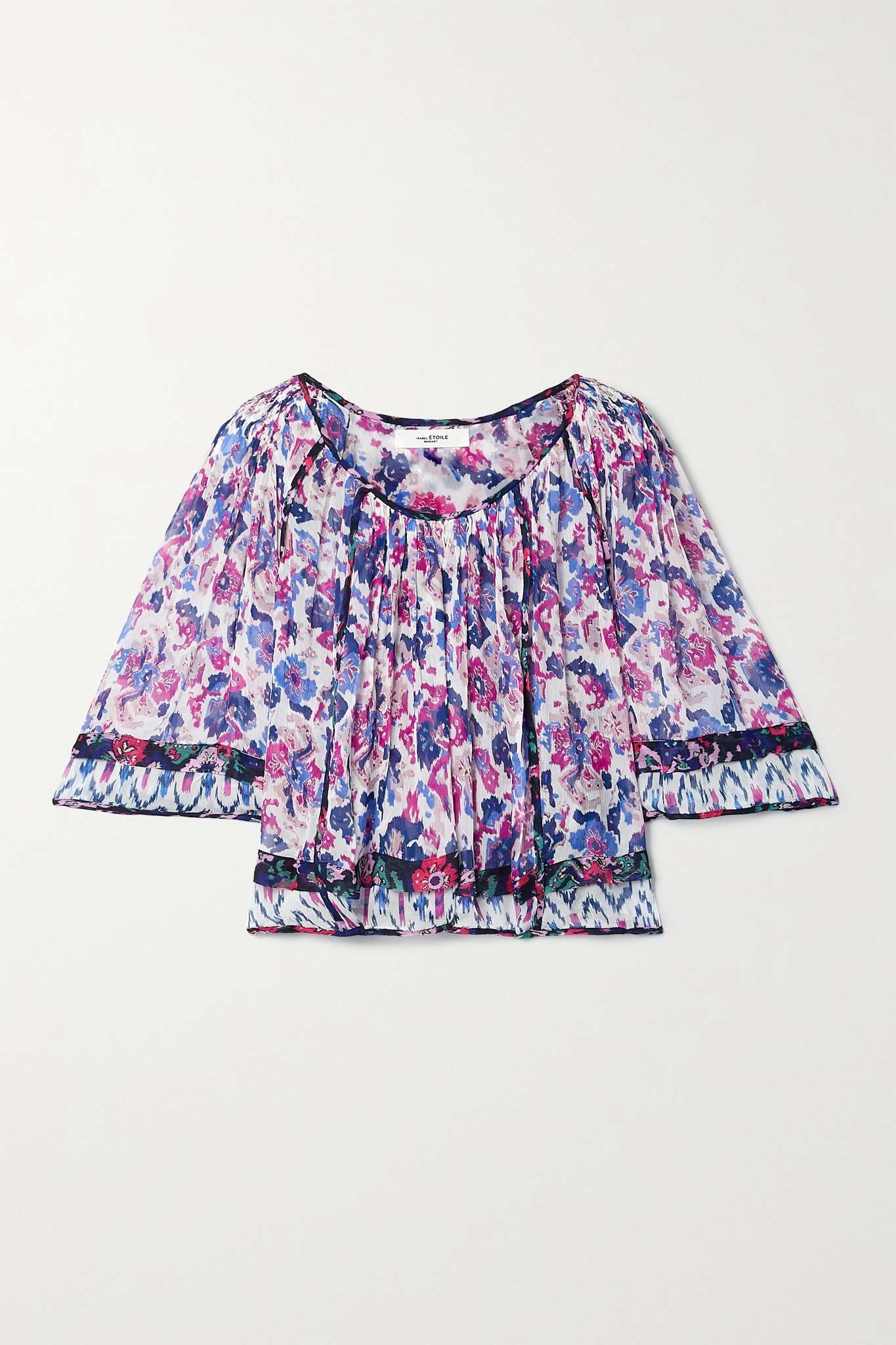 Roxini ruffled floral-print crepe de chine blouse - 1