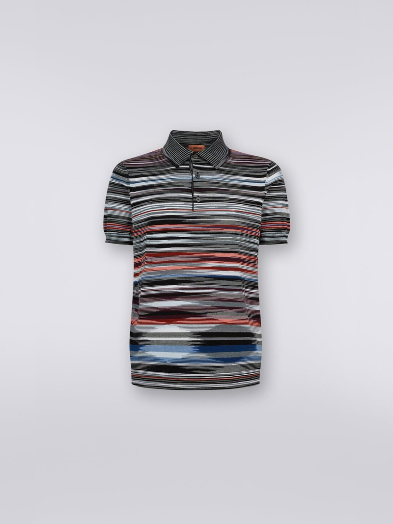 Short-sleeved polo shirt in slub cotton 1